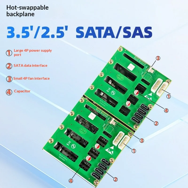 HN8 8베이 핫스왑 NAS 인클로저, 3.5/2.5인치 HDD용 SATA/SAS, MATX/ITX, 4개의 PCIe 및 Type-C 포트, Unraid TrueNAS 스토리지용