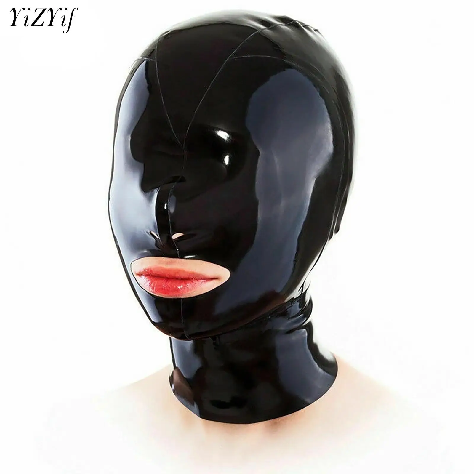

Adult Latex Masks Breathing Hole Full-cover Headgear Balaclava Face Mask Catsuit Accessory for Unisex Couple Game Clubwear Maks