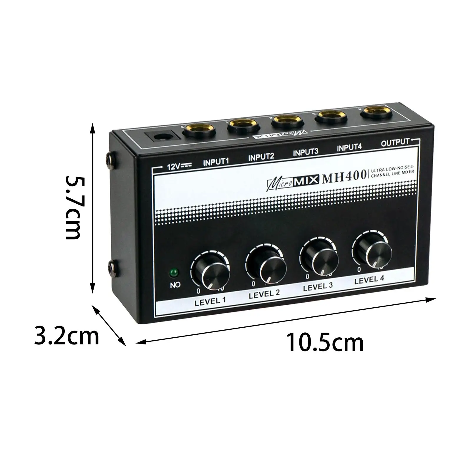Professional 4-Channel Audio Mixer for Microphones and Instruments - Black