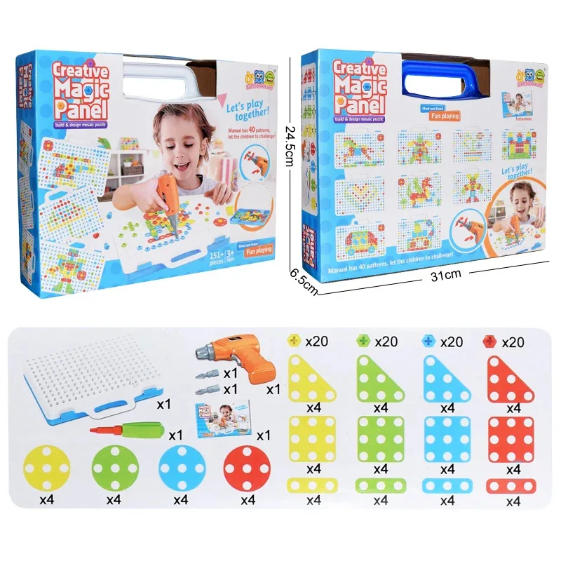 Creative Construction Toys Kit Educational STEM Toys Assembled DIY Play Set Kids Electric Drill For Boys Girls Gift