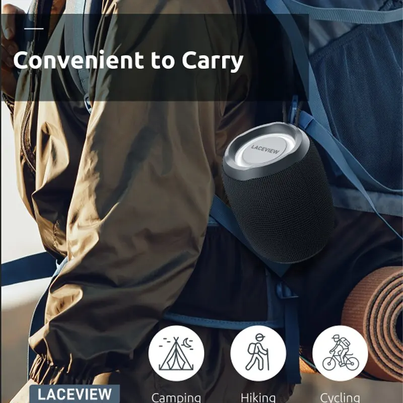 Bluetooth speaker small portable wireless speaker IPX6 waterproof LED light mode microphone USB port FM radio