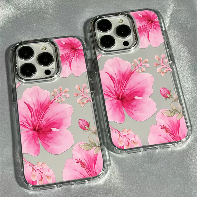 Minimalist Pink Flower Clear Soft Phone Case