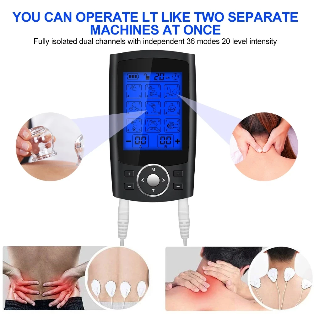 36 Modes Tens Muscle Stimulator Shoulder Neck Massage Relax Body Massager EMS Digital Therapy Slimming Machine Electrostimulator