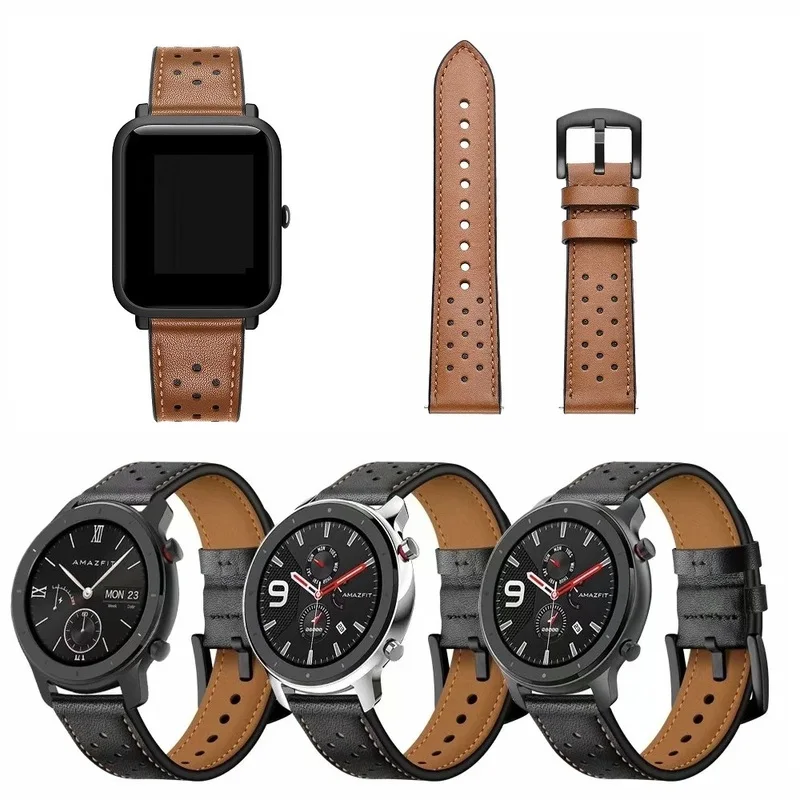 

Breathable Genuine Leather Strap for Huami Amazfit GTS/GTR 42MM/47MM /Bip S Smart Watch Accessories Replacement Watch Band