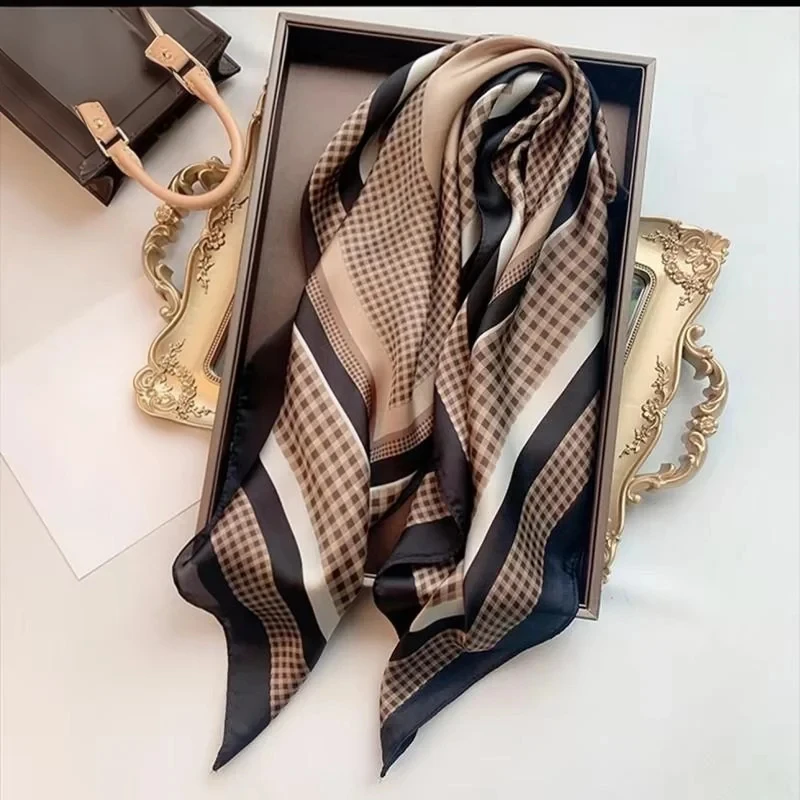 Printed Scarf Silk Scarf Square Scarf Plain Hijab Scarf Women Scarves Shawl Print Silk Satin Hijab 70*70cm Square