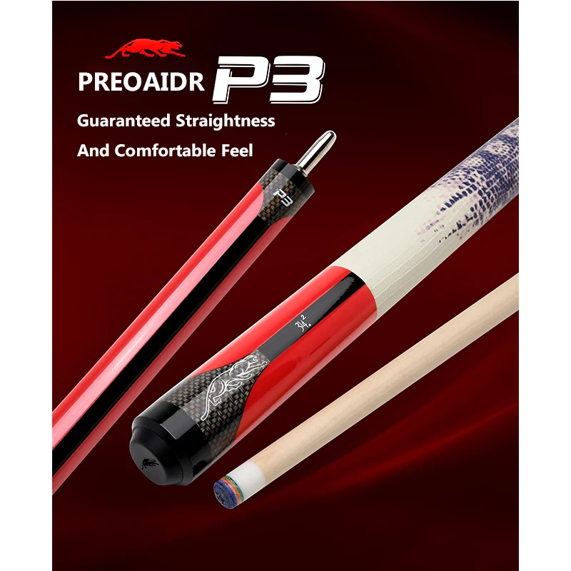 P3 Billiard Cue Pool Cue Stick 13mm/11.5mm/10.5mm Billiard Leather Wrap Maple Shaft Pool
