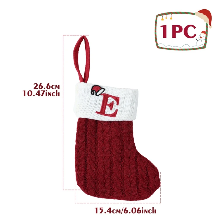 thumbnail image 1 of Medias navideñas con letras, nuevas decoraciones tejidas para el árbol de Navidad, colgantes para el hogar, regalo de Navidad, gorro de Papá Noel, calcetines navideños con letras del alfabeto, 1 of 5