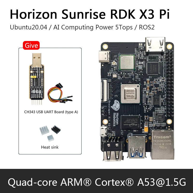 

Horizon Sunrise RDK X3 Pi AI вычислительная мощность 5 топов с поддержкой Ubuntu20.04, ROS1/ROS2