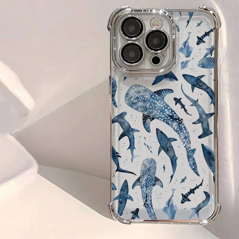 Marine Life Shark Plating Phone Case Cover