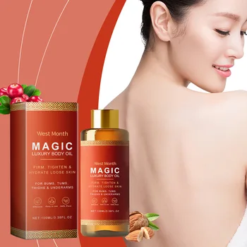 West Month Magic Luxury Body Oil Idratante Pelle Rafforzamento Sollevamento Firm Petto Coscia Lift Liscio Ringiovanimento Olio da massaggio per il corpo