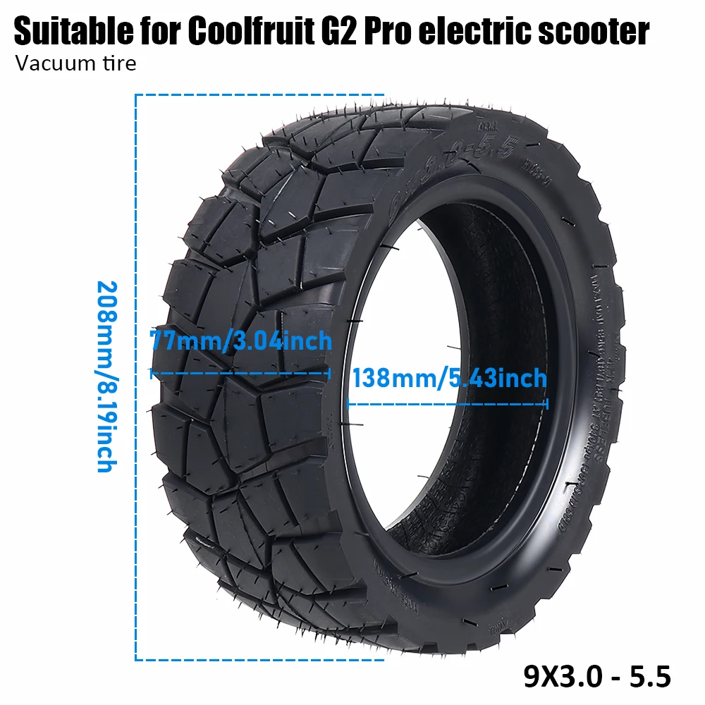 9 x 3,0–5,5 schlauchloser Reifen für Kukirin G2 Pro 2024 Version Elektroroller 9 Zoll vorne/hinten dickes, verschleißfestes Reifenzubehör – Detail 1