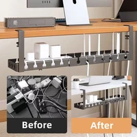 No Drilling Under Desk Wire Management Tray Retractable Cable Organizers in Home Office PC Router Data Wire Metal Storage Rack 3