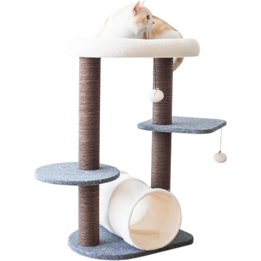 

Cat Tree Cat Tower for Cat Activity with Scratching Postsand Toy Ball,Gray (Tunnel)