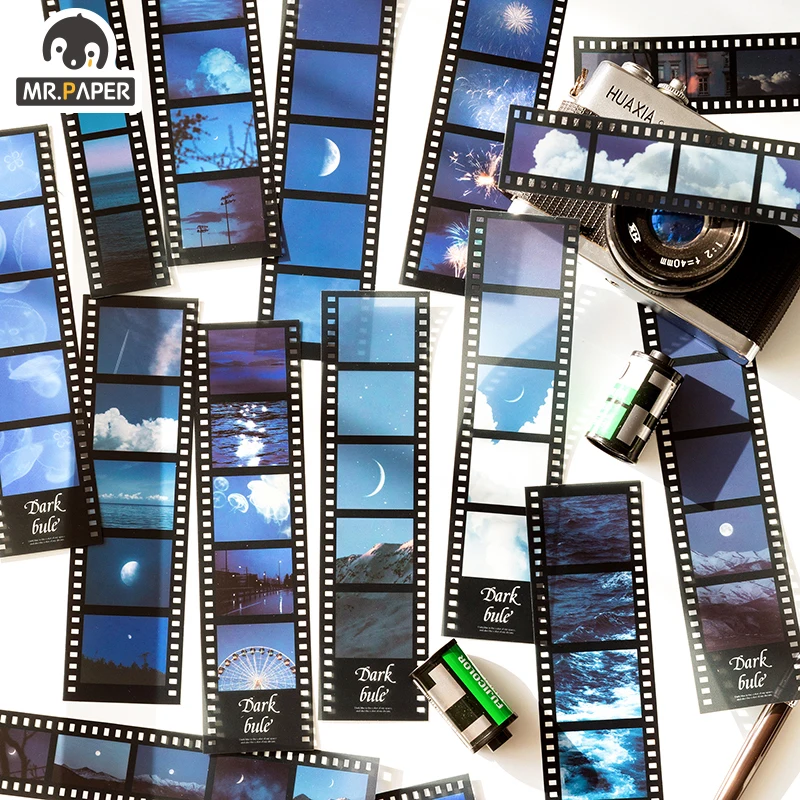 Mr Paper 8 Designs PET White Ink Strip Sticker Pack Film Image Gallery Series Creative Handbook DIY Decorative Sticker