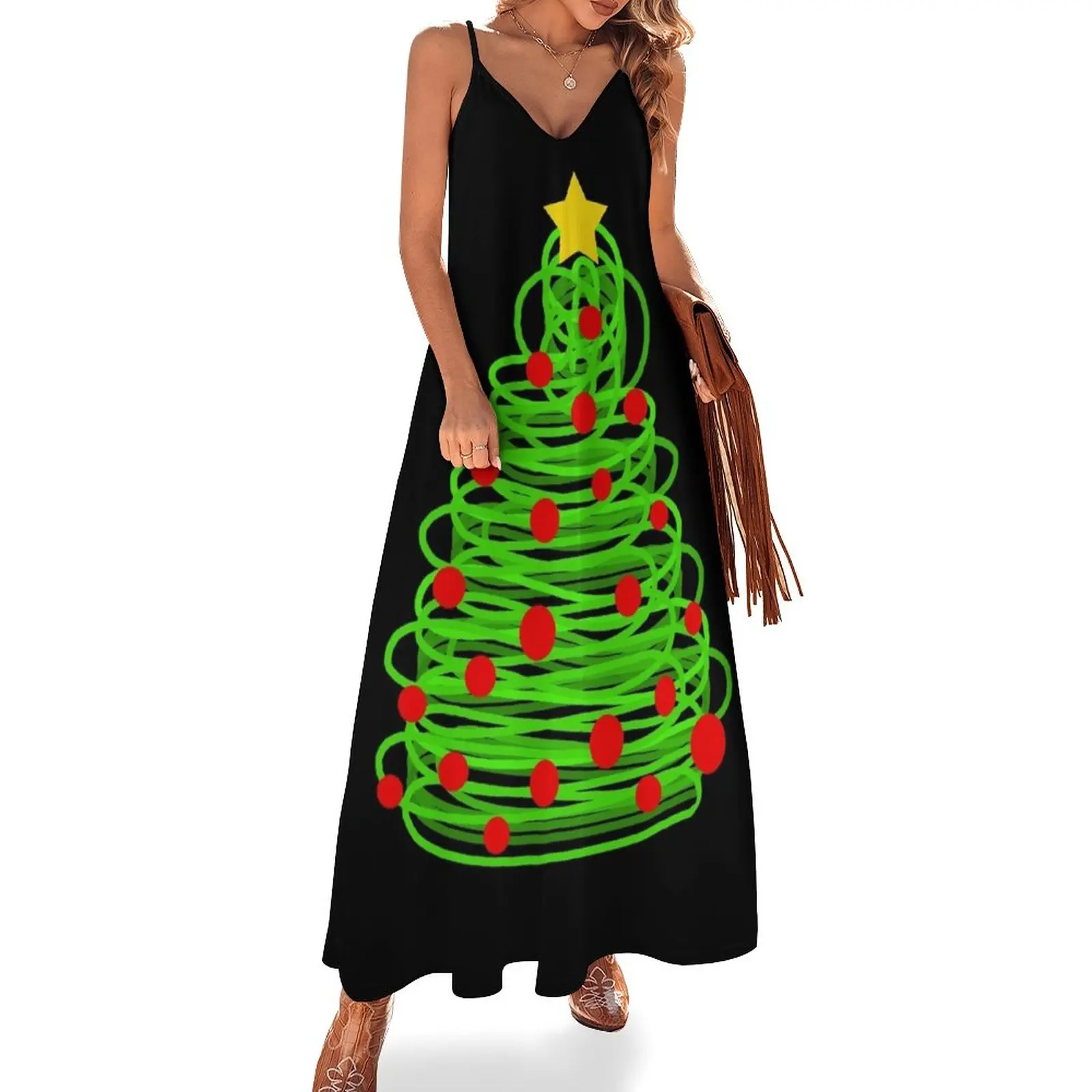 

Christmas tree Sleeveless Dress Bridesmaid dress woman Women's summer dress Women's summer long dress