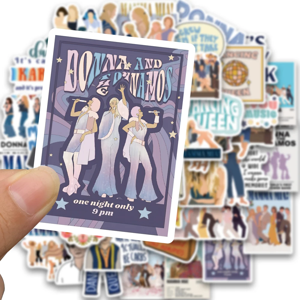 50PCS Mamma Mia Print Stickers wall stickers travel stickers Vintage Paper Graffiti Luggage Laptop Motorcycle Cafe Decoration Waterproof Car Kid Toy