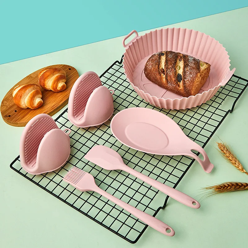 Silicone Basket Pot Tray Airfryer Liner For Air Fryer Reusable Container Accessories Pan Baking Mold Canister Shape Protector