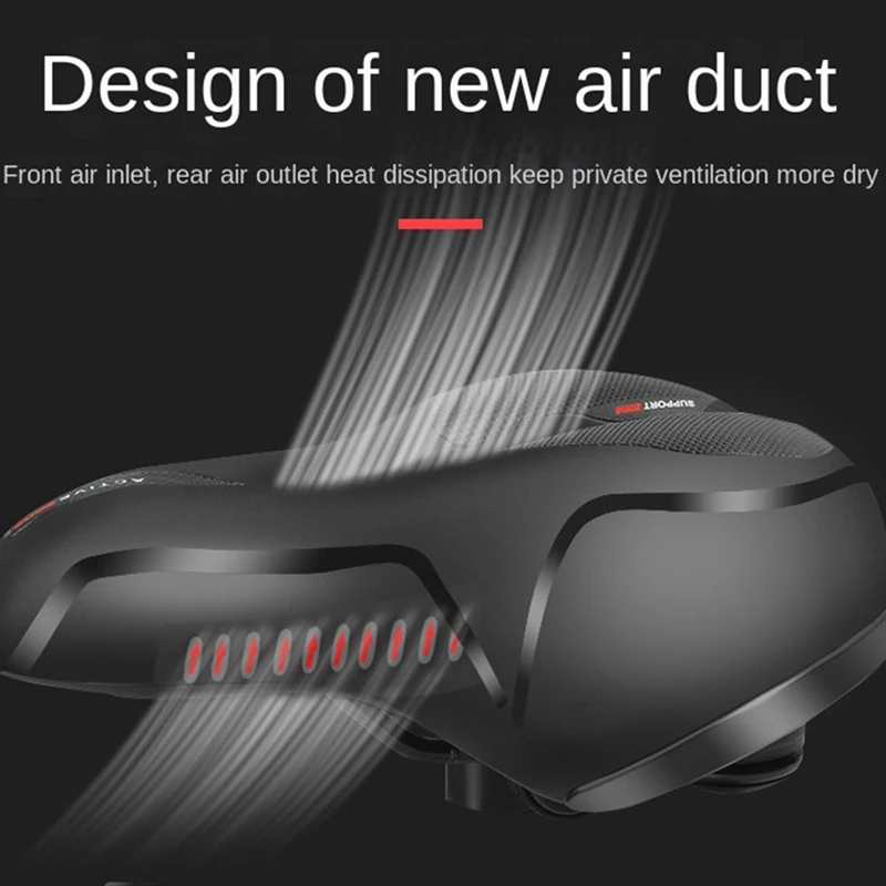 Breathable Bicycle Saddle Men Women MTB Road Bike Saddle Shock Absorbing Comfortable Big Butt Bike Seat Safety Warning