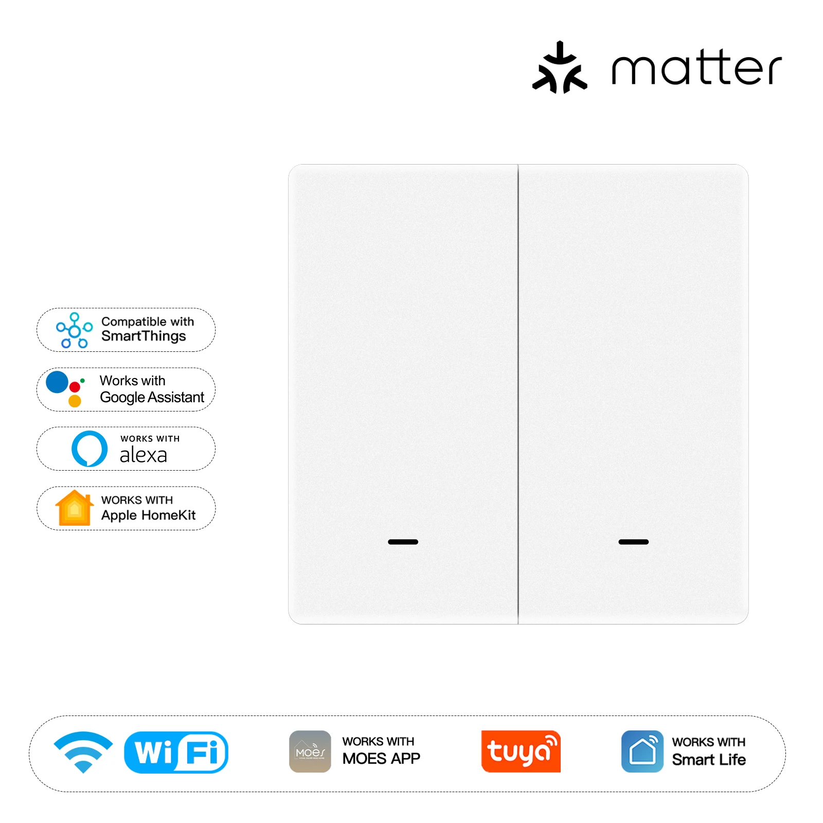 MOES Smart Light Switch EU WiFi Matter Button Remo...