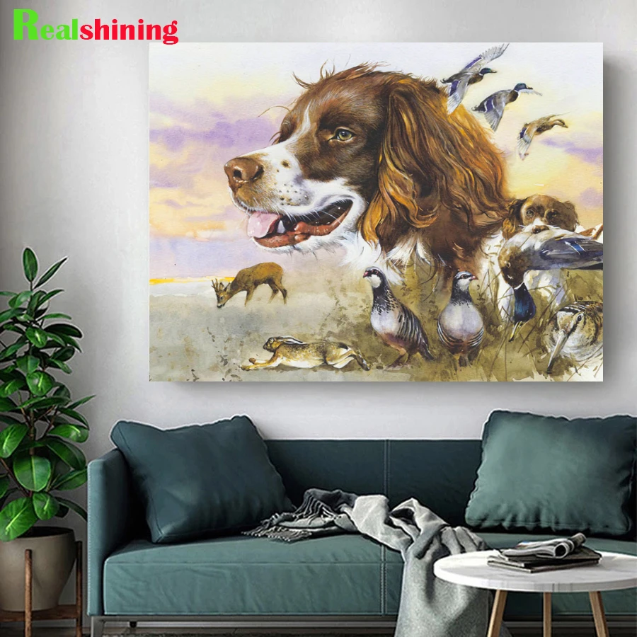 Diy Diamond Painting Spaniel Art Dog Paintings Dog Cross Stitch Mosaic  Diamond Embroidery Animals 5d Diy Needlework Home Decor - Diamond Painting  Cross Stitch - AliExpress