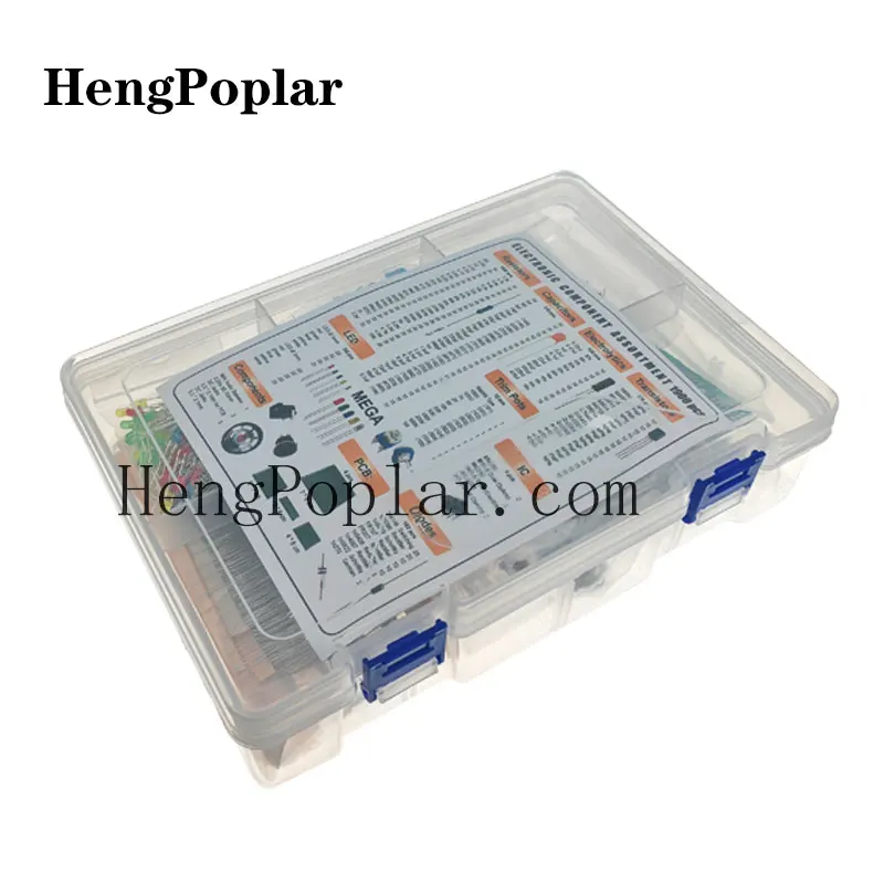 1900 pcs Electronic Component Kit including Assortment + Capacitors + Resistors LED Transistors DC Jacks PCB +opamp