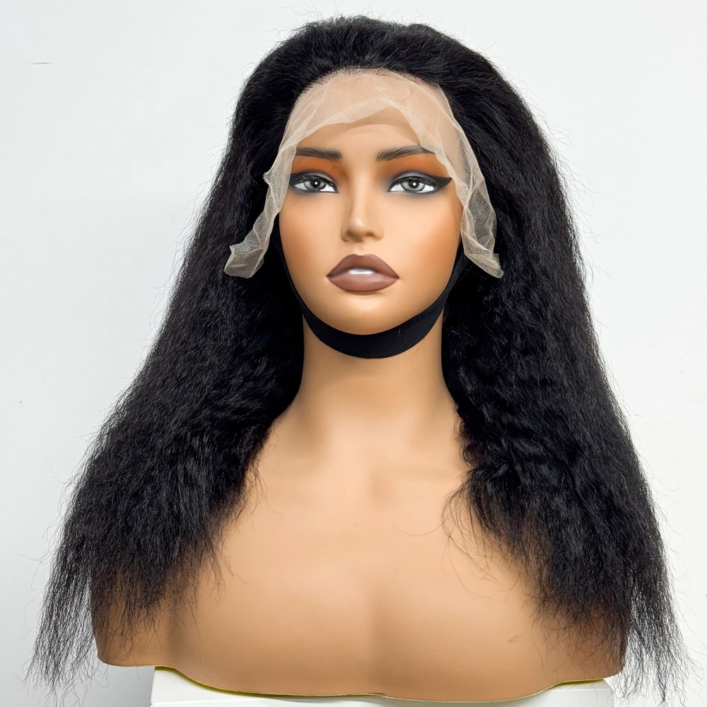 Kinky Straight Human Hair Wigs 13x4 Lace Front Wigs Brazilian Human Hair Yaki Straight Lace Frontal Wig 12-18inches For Women