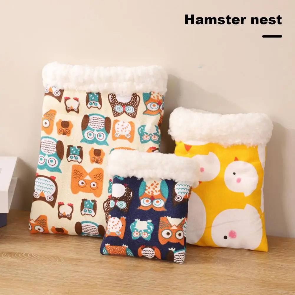 Cartoon Design Pet Bed Non-deforming Hamster Hideout Cozy Hamster Nest Cartoon Design Bed Soft Plush Guinea Pig Sleeping Bag