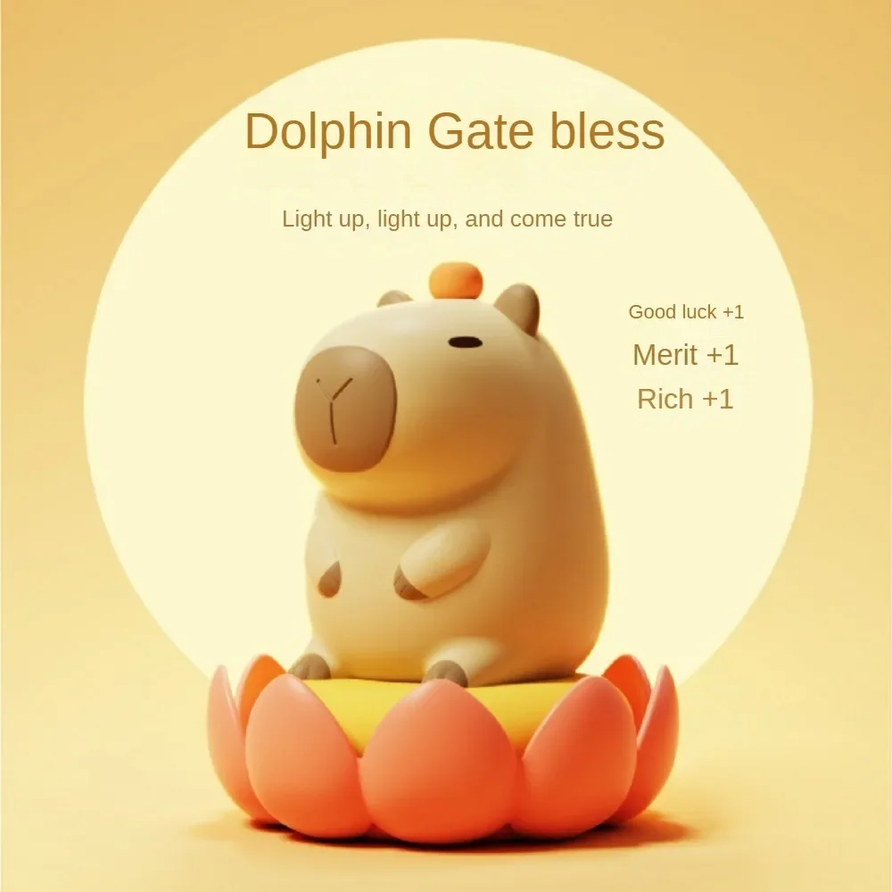 

Cute Cartoon Capybara Silicone Night Light USB Rechargeable Timing Dimming Sleep Night Lamp for Children's Room Decor