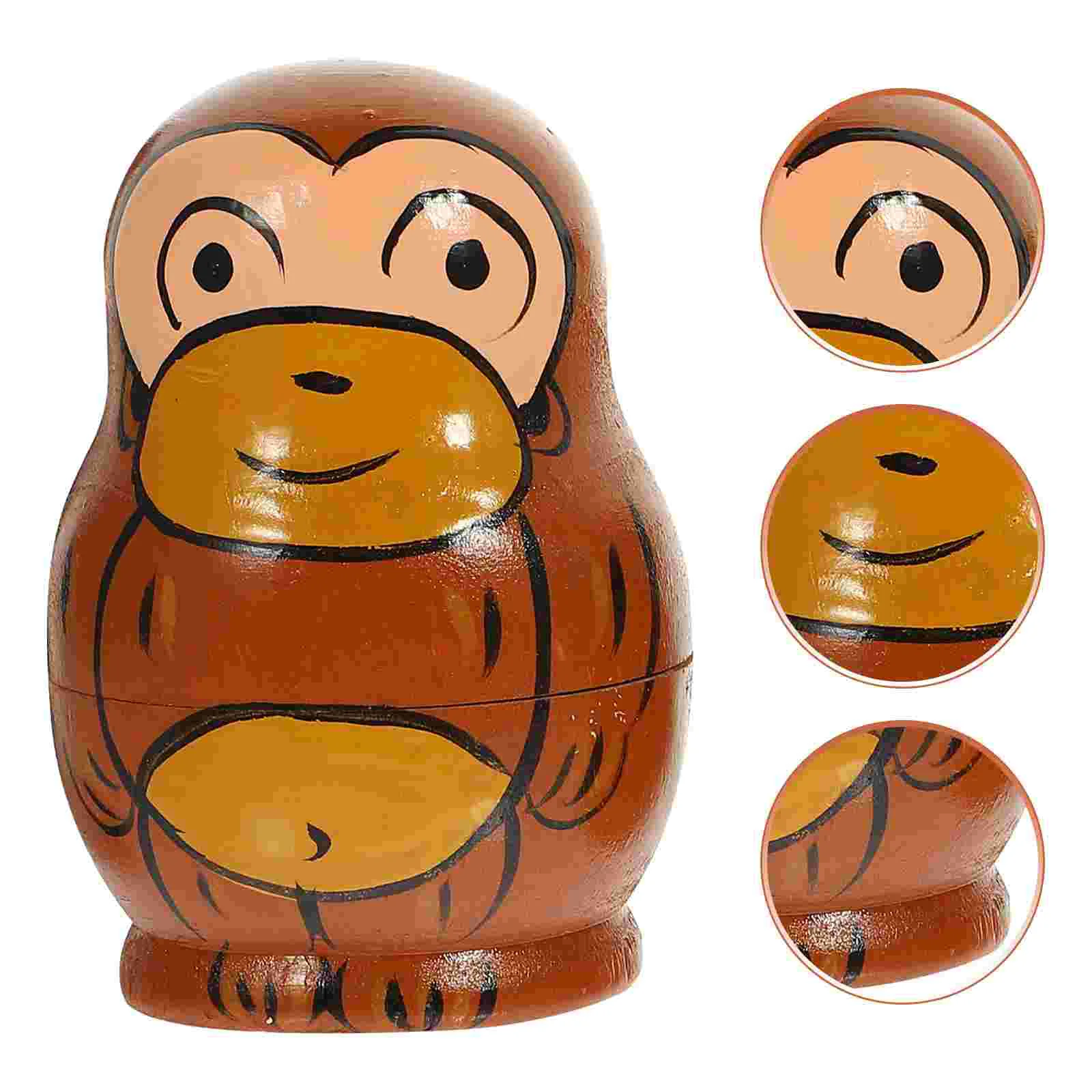 

Matryoshka Russian Cartoon Dolls 5 Layers Stacking Monkey Toys Handicrafts Funny Wooden Panda Nesting for Kids