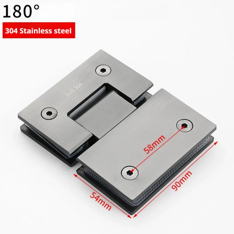 90/180 Degrees Glass Bracket Clamp Shower Door Hinge 304 Stainless Steel Heavy Duty Furniture Hinge Replacement Parts