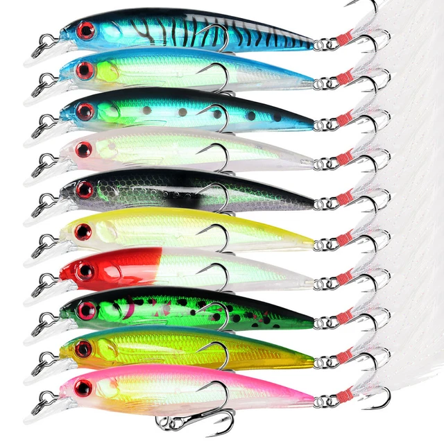 10pcs/lot Wobbler Trolling Fishing Lure 9cm 8g Slow Sinking Minnow  Crankbait Hard Plastic Bass Pike Bait Fishing Tackle Peche - AliExpress