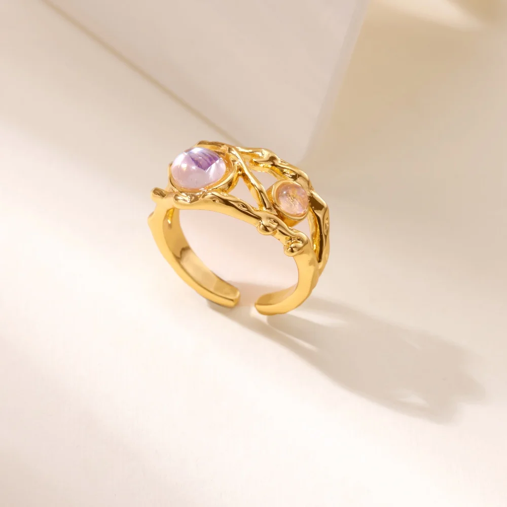 Opal Irregular Rings For Women Gold Color Geometric