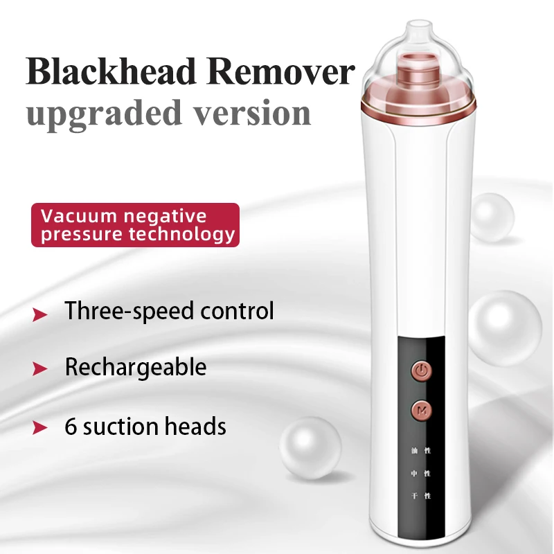 Blackhead Remover 6 Suction Heads Rechargeable Skin Care Black Dots Remover Beauty Facial Deep Cleansing Face Care Clearing