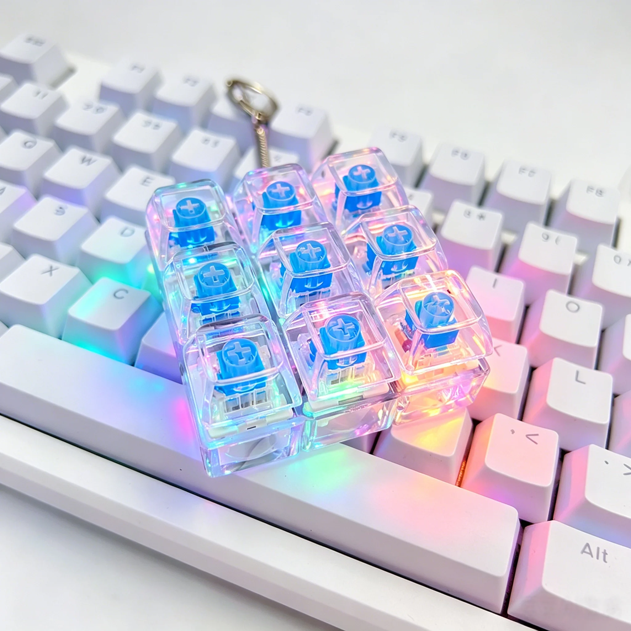 Luminescent Keyboard Keychain: Interactive Stress Relief & Portable Desk Accessory