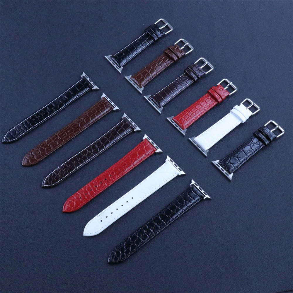 Genuine Leather Steel buckle Crocodile Pattern Watch strap for Apple Watch iwatch series7 6 5/4/3/2/1 38 40 41 mm 42 44 45mm