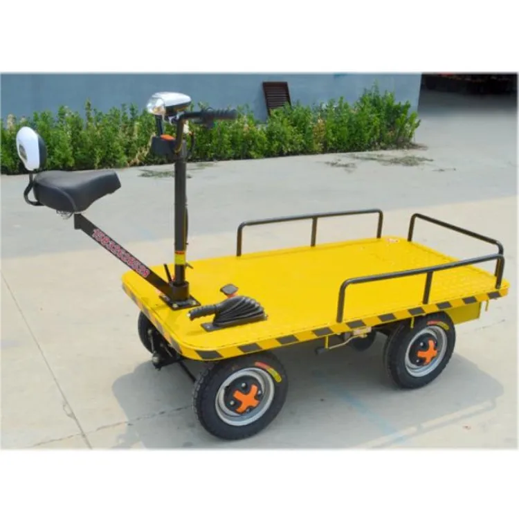 Heavy-Four-Wheel Electric Motorized Warehouse Workshop Cargo Handling Trolley Flat Bed Platform for Support