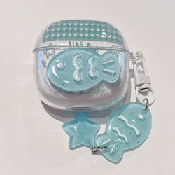 Adorable Clear TPU Earphone Case with Chain Keychain and Cartoon Flower Bear Design - Buds 8 Active (BROWN)