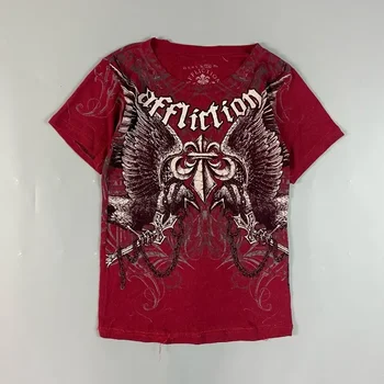 90s Affliction Retro Red T shirt Men Style Streetwear 1