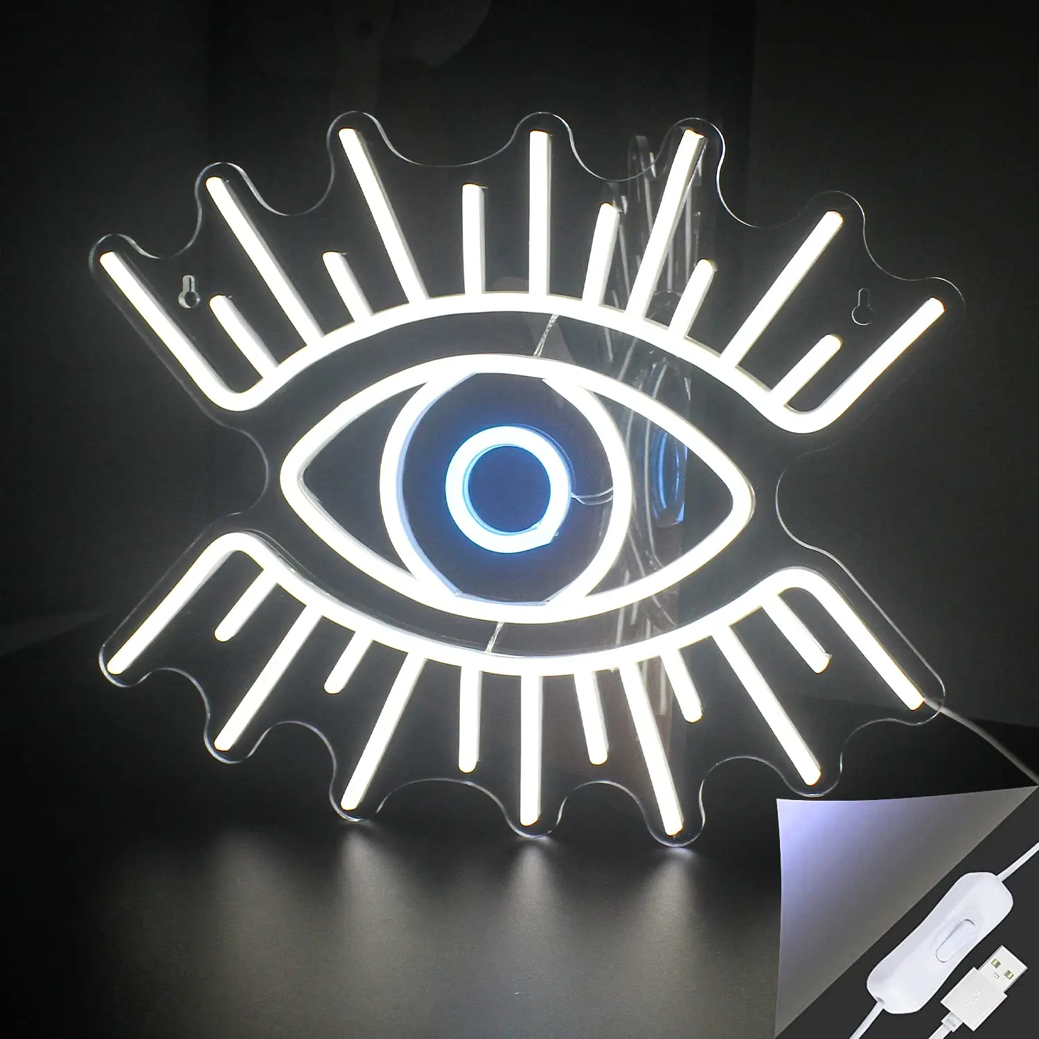 

Evil Eye Neon Sign Creative Game Festive Party Club Family Bedroom Game Room Christmas Personality Fun Wall Decor Gift USB Power