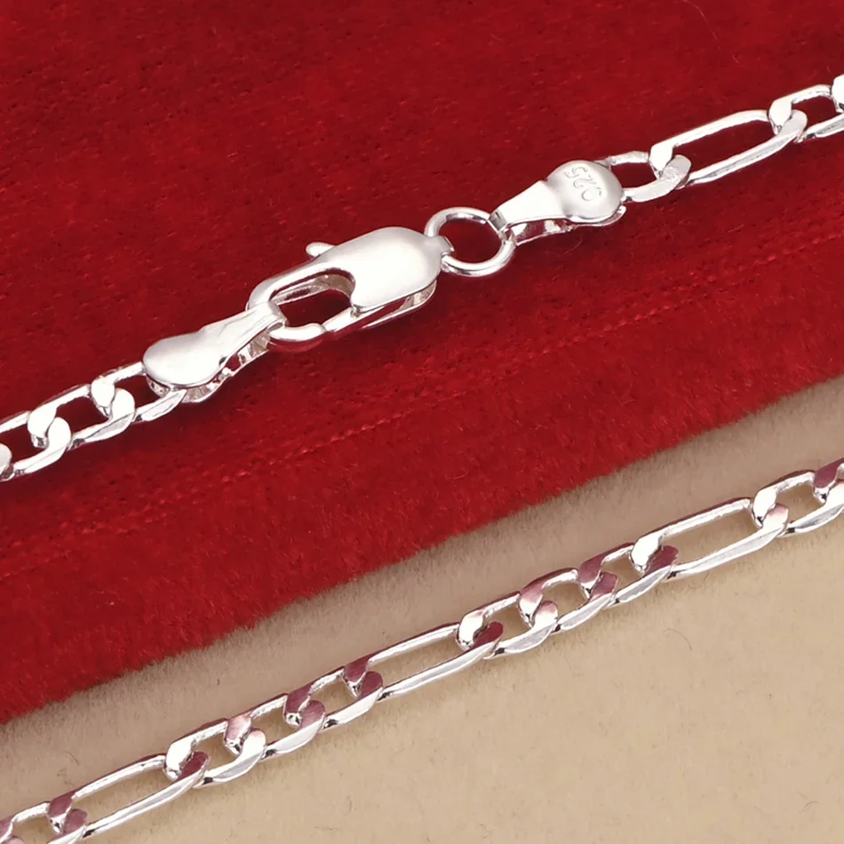 925 sterling silver 4MM chain for men Women Bracelet Necklace jewelry set for jewelry set,silver jewelry,silver jewelry set