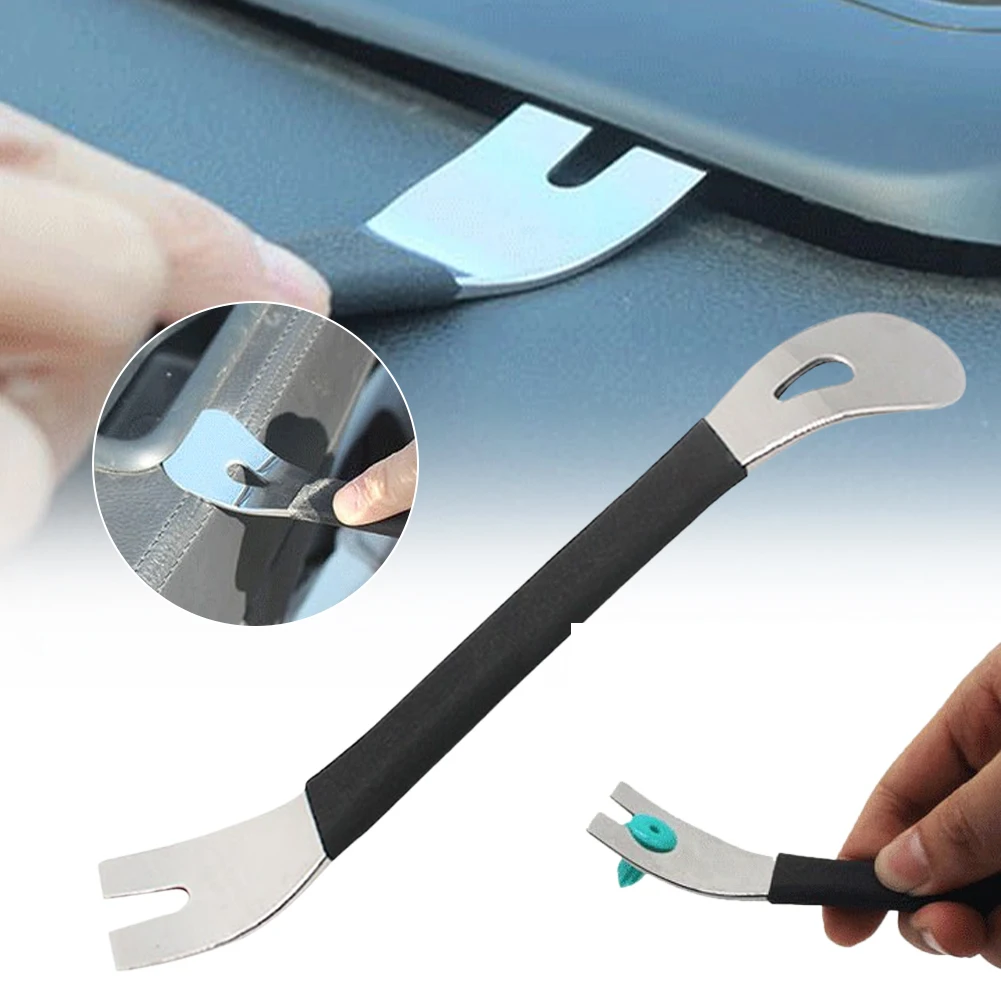 Auto Stainless Steel Trim Removal Tool Car Trim Puller Pry Bar Dual Ends Pry Tool for Door Panel Audio Terminal Fastener Remover