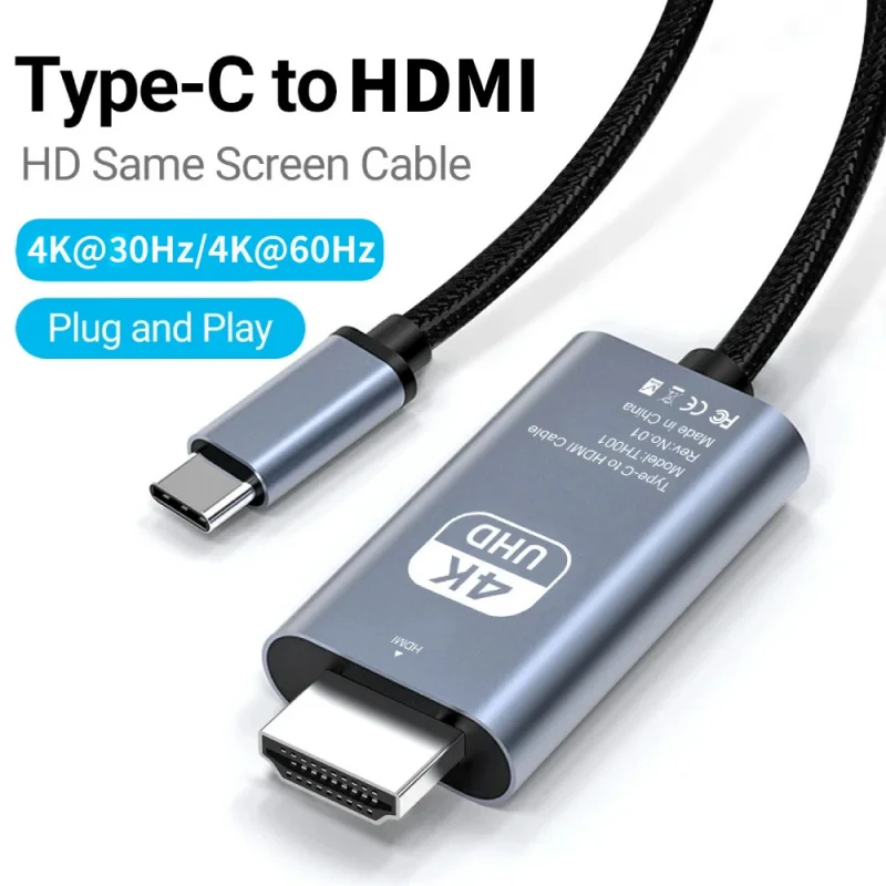 Aluminum USB C to HDMI Cable for HDTV Converter