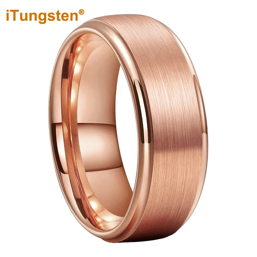 iTungsten 8mm Multicolor Tungsten Wedding Band Ring for Men Women Fashion Jewelry Stepped Brushed Free Shipping To World ring for men women 8mm width tungsten jewelry brushed finishing rotated freely for wedding business customized free shipping