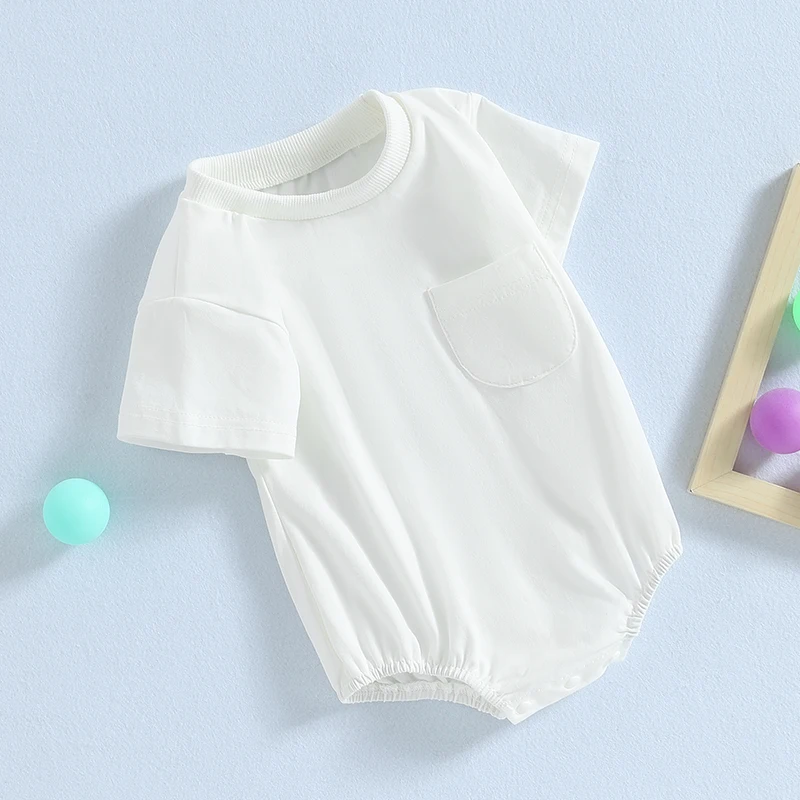 Lioraitiin 반팔 크루 넥 바디 수트, 0-24M  여아 남아, 솔리드 여름 점프수트