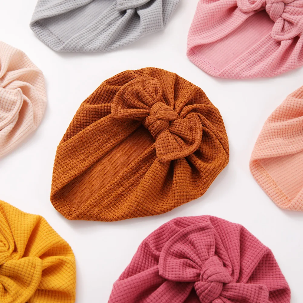 

1Pcs Baby Girls Boys Headwraps Cute Big Bow Hats Solid Color Soft Newborn Accessories For Toddler Knitted Turban Infant Headwear