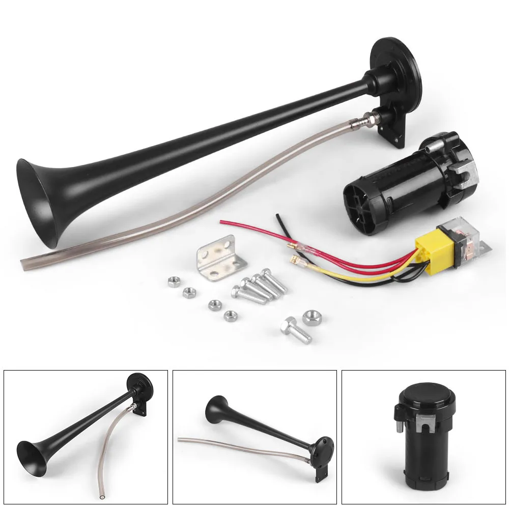 12V Car Truck Horn Tromba Sound Signal Air Horn Tweeter Super Loud Metal Universal Single Compressor 180 Hertz Moto Boat