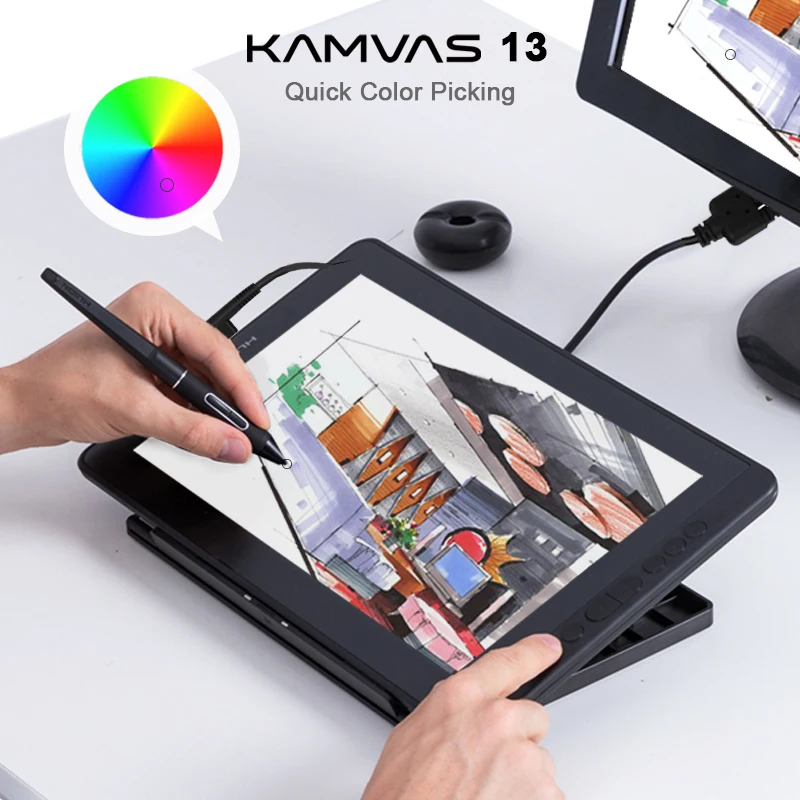 

2.5K QHD Huio Kam Pro 16 145% sRGB 8192 levels pen pressure graphic tablet monitor display