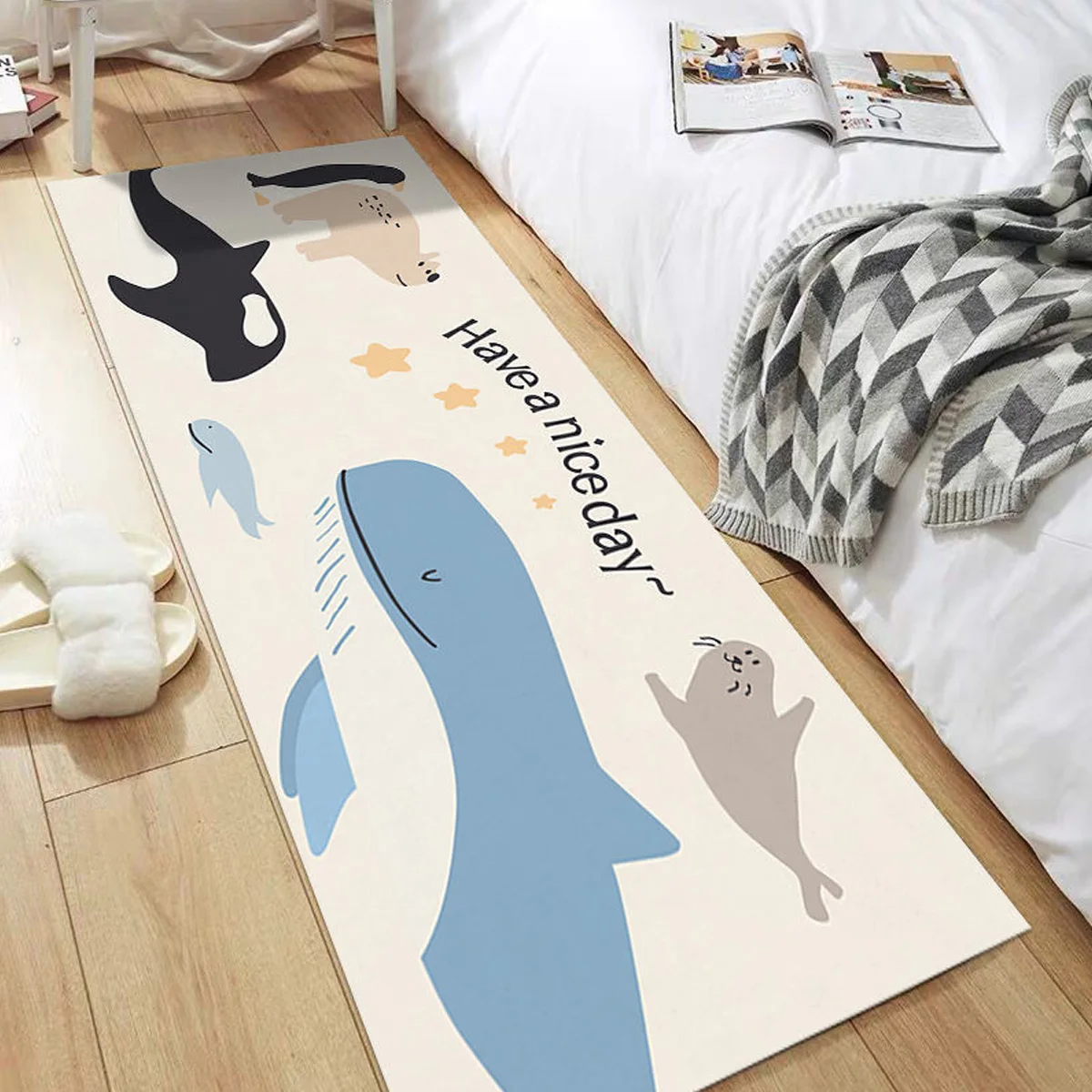 

Modern Minimalist and Fresh Home Bedroom Carpet Floor Mat Household Anti Slip and Absorbent Foot Mat Room Bedside Blanket