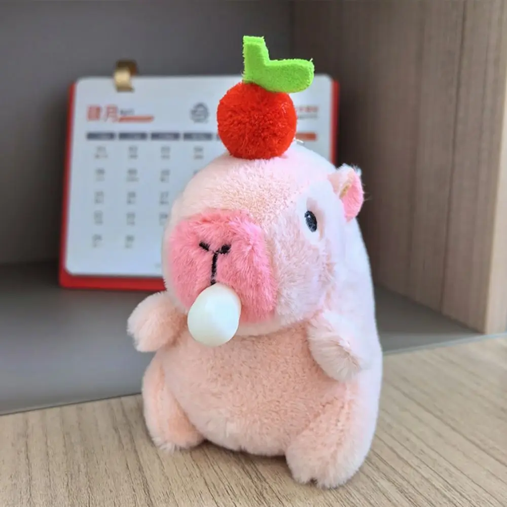 Kawaii Pink Capybara Keychain Cute Toy Fluffty Animal Soft Cartoon Capybara Pendant