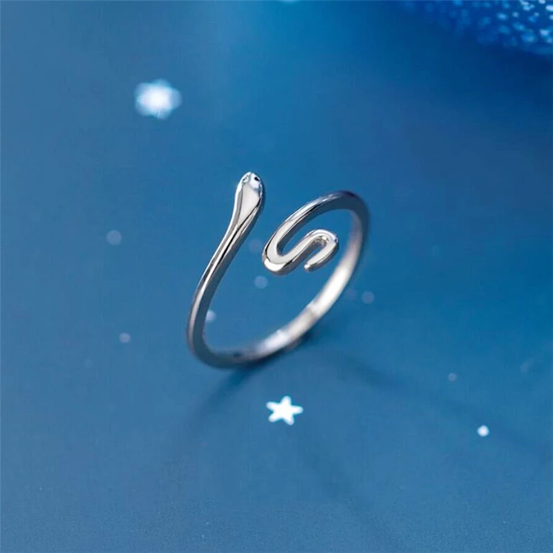 WYEAIIR 925 Sterling Silver Simple Cute Mini Snake Resizable Opening Ring For Women Luxury Jewelry 3